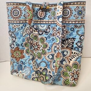 Vintage 90’s Vera Bradley Quilted Cotton Tote Bag Tortoiseshell Toggle Clasp